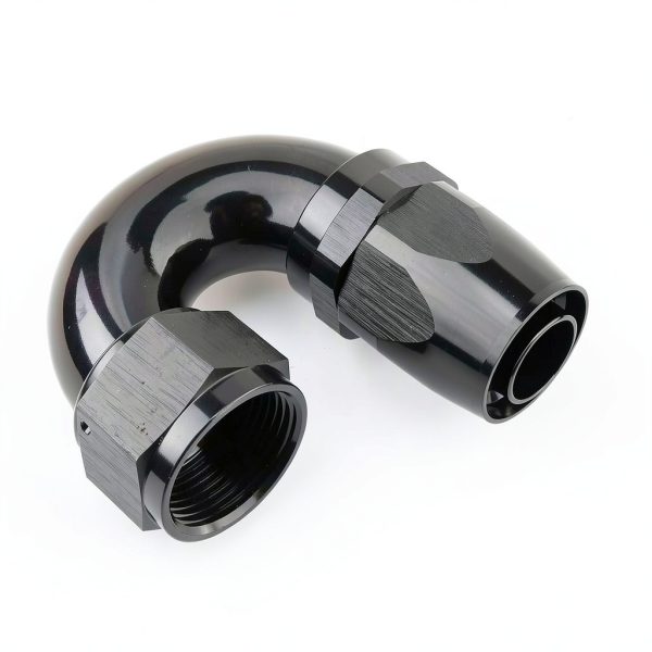 AC PERFORMANCE Aluminum Hose Fitting 180 Degree Black AN16-3