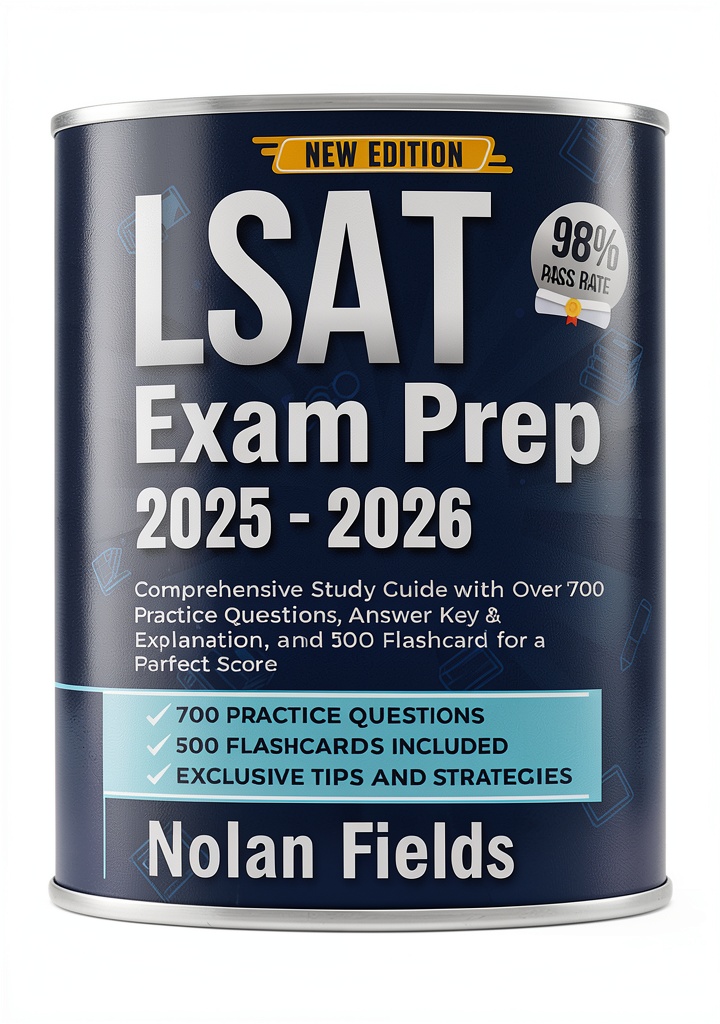 LSAT Test Guide displayed on a Kindle device showing sample questions