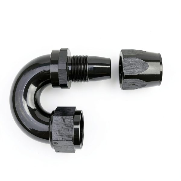AC PERFORMANCE Aluminum Hose Fitting 180 Degree Black AN16-1