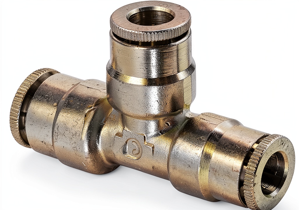 Airide hose fitting showing silver finish and union connector