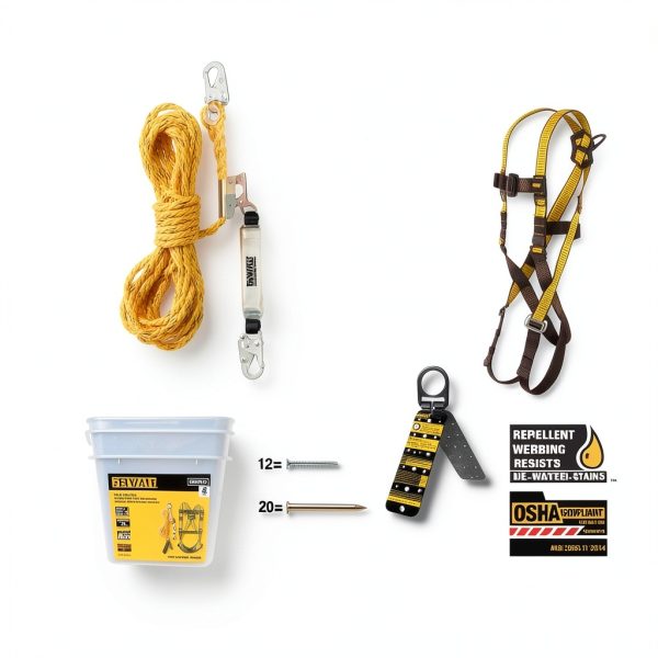 DEWALT Rooftop Safety Kit D1000 Harness with 50' Lifeline & Roof-1