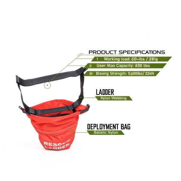 Frontline Fall Protection RLA18 Rescue Ladder Kit 18' | Breaking Strength: 5,000lbs/ 22kN | OSHA Compliant Rescue Kit with Deployment Bag | ANSI Z359.12 Steel Carabiner (30kN)-3