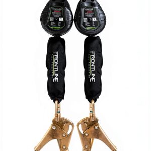 Frontline RPW062R 6' Web Twin Leg SRL with Steel Rebar Hooks | Lightweight & Compact | Durable Housing | Quick-Action Braking | 310 lbs Capacity | Meets ANSI & OSHA Standards | (3 Pack)-0