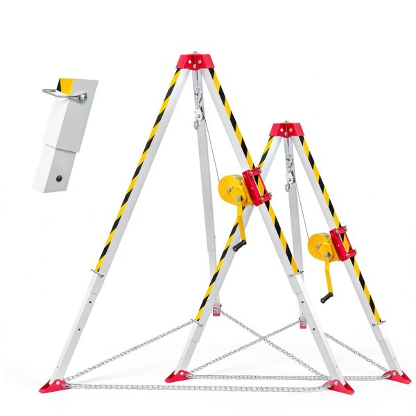 Confined Space Tripod Kit TRSMIMA Duty Rescue 1200lb Winch 7ft Legs-3
