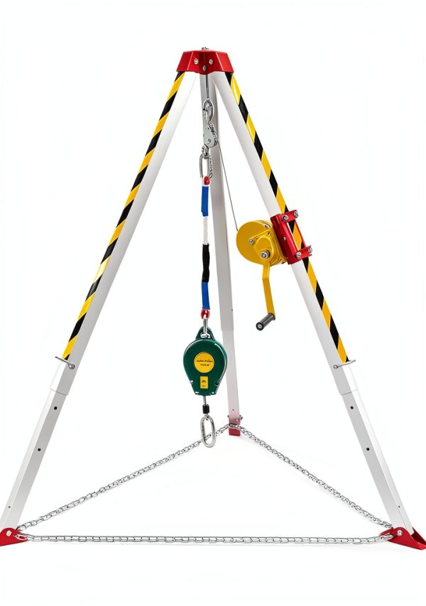 Confined Space Tripod Kit TRSMIMA Duty Rescue 1200lb Winch 7ft Legs-6