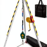 Confined Space Tripod Kit TRSMIMA Duty Rescue 1200lb Winch 7ft Legs-0